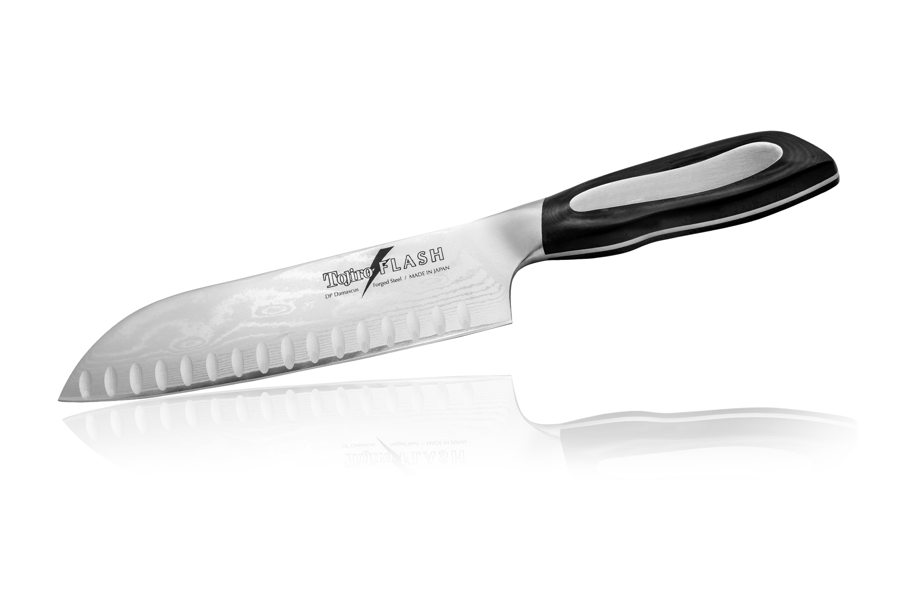 Нож кухонный стальной Сантоку (180мм) Tojiro Flash Damascus FF-SA181