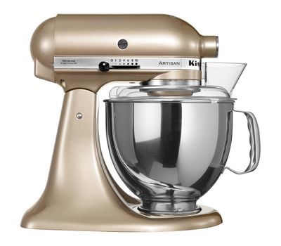 Миксер планетарный бытовой 4,83л KitchenAid (4 насадки, 2 чаши) (Золотой нектар) 5KSM175PSECZ