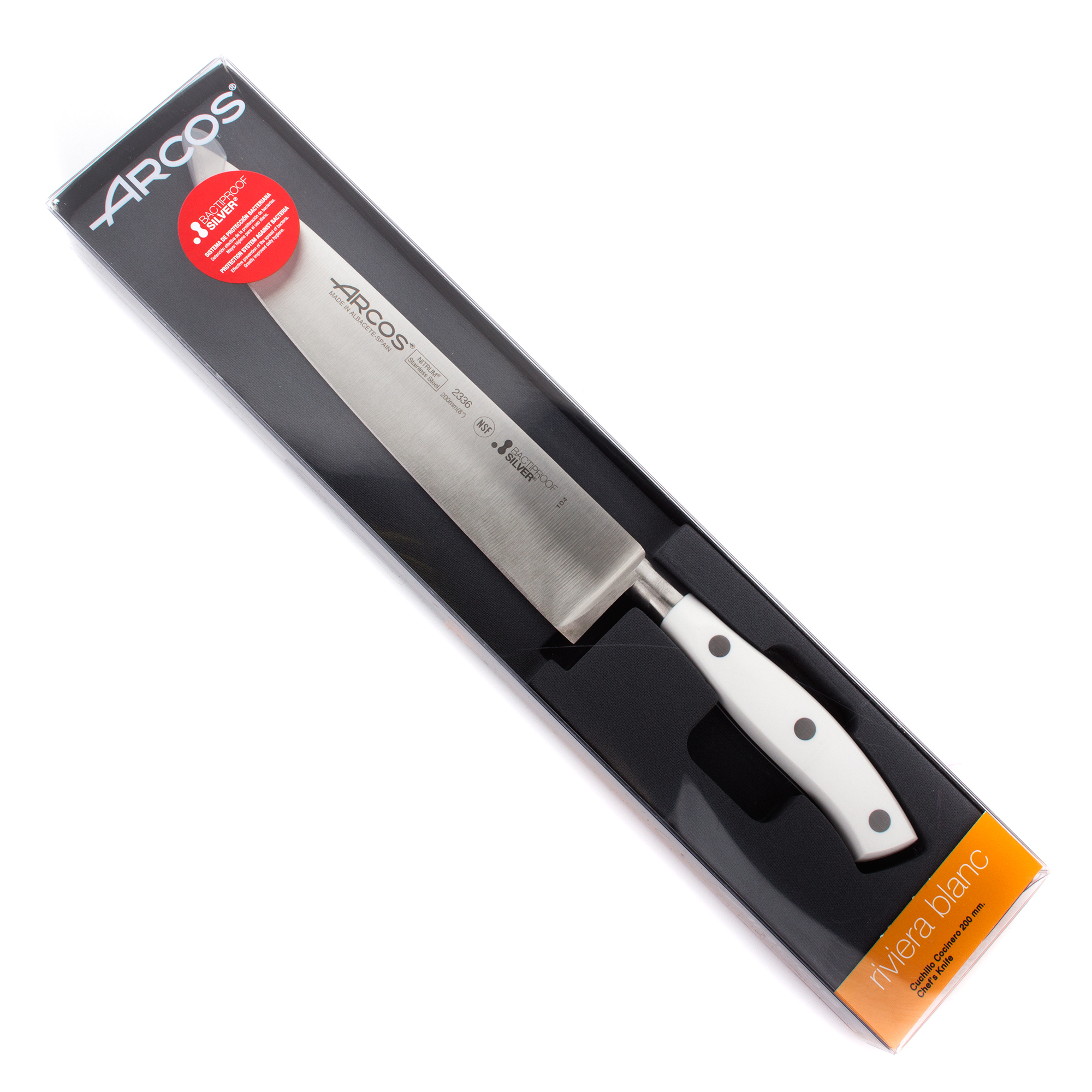 Набор из 3 кухонных стальных ножей ARCOS Riviera Blanca арт. 233624W/230624W/230224W