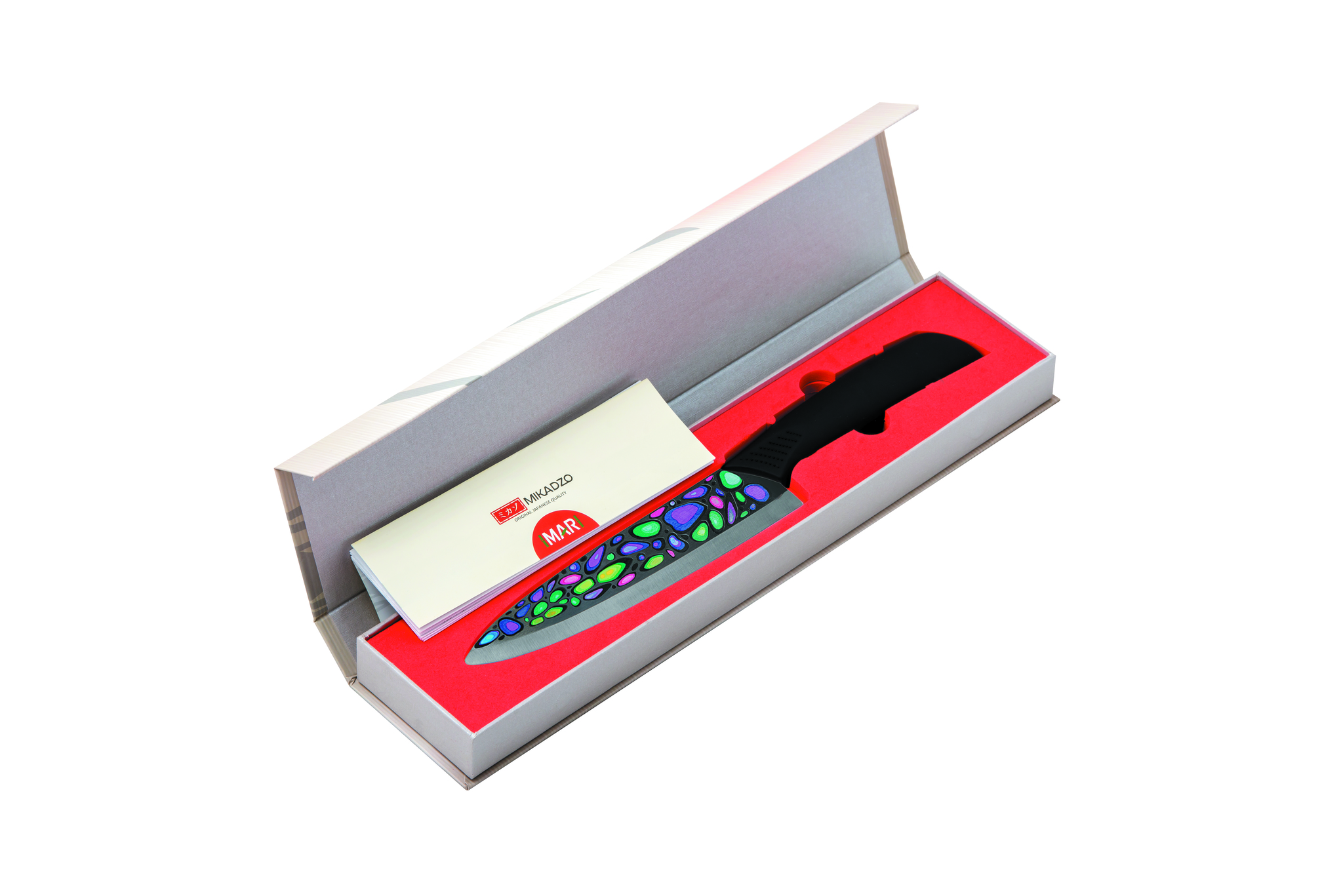 Набор из 3 кухонный керамических ножей Mikadzo Imari Black и универсальной подставки 4992023