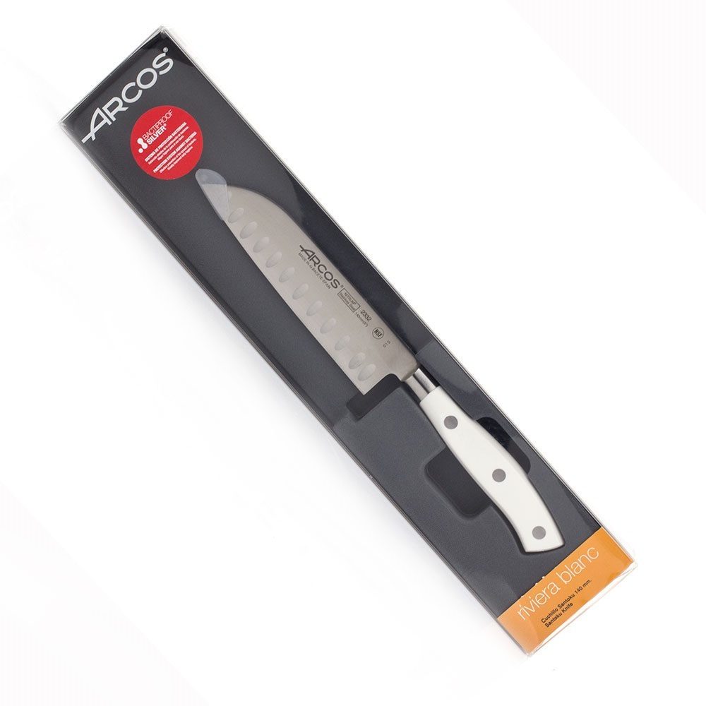 Нож кухонный стальной Сантоку 14 см ARCOS Riviera Blanca арт. 233224W