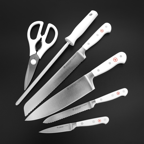 Набор из 4 кухонных ножей, ножниц, мусата и дизайнерской подставки серии White Classic WUSTHOF арт. 1090270602