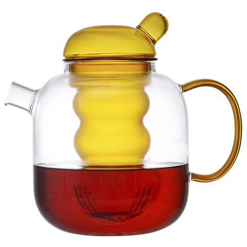 Чайник стеклянный с двумя чашками, 1,2 л, желтый Smart Solutions