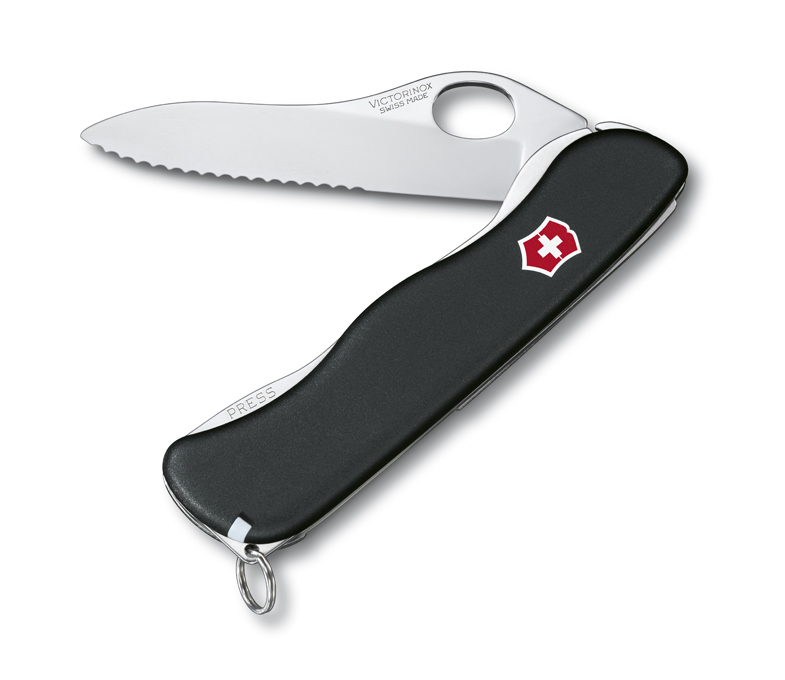 

Нож Victorinox Sentinel One Hand, 111 мм, 4 функции, с фиксатором лезвия, черный 0.8413.MW3