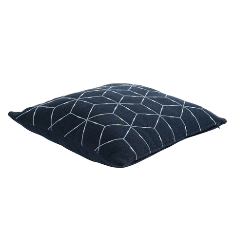 Подушка декоративная из хлопка темно-синего цвета с геометрическим орнаментом Ethnic, 45х45 см Tkano TK19-CU0010