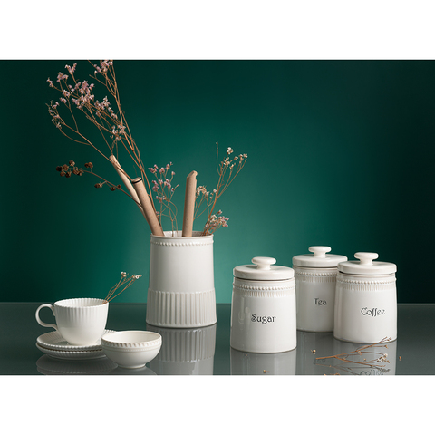 Банка для чая белого цвета из коллекции Tkano Kitchen Spirit, 820 мл TK22-TW_JAR0003
