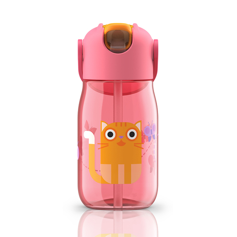 Бутылочка детская с силиконовой соломинкой 415 мл розовая Zoku ZK201-PK
