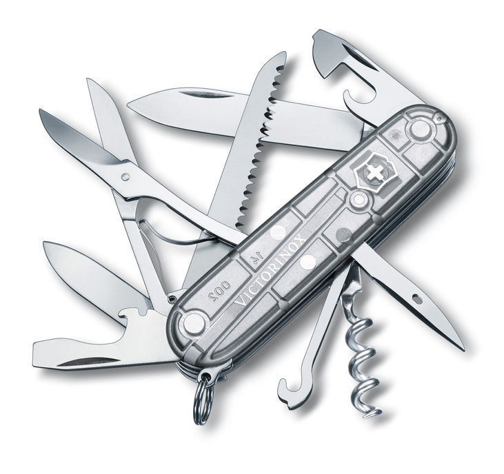 

Нож Victorinox Huntsman, 91 мм, 15 функций, полупрозрачный серебристый 1.3713.T7
