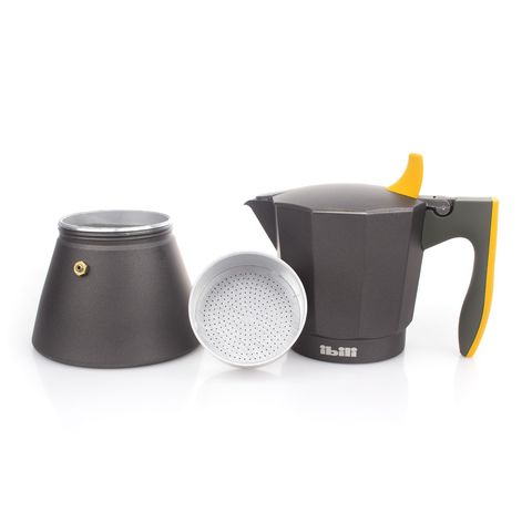 Кофеварка гейзерная на 9 чашек, алюминий, для индукционных плит, ручка оранжевая IBILI Sensive арт. 622209