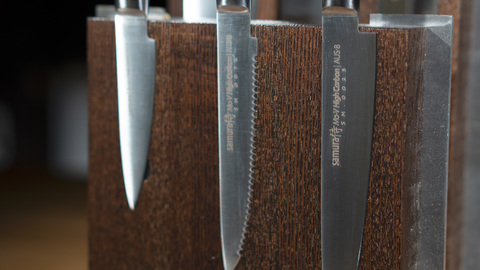 Комплект из 6 ножей Samura Mo-V и коричневой подставки