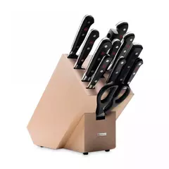 Набор кухонных ножей 9 шт. +кухонные ножницы+вилка+мусат на св.дерев.подставке WUSTHOF Classic арт.1090171201