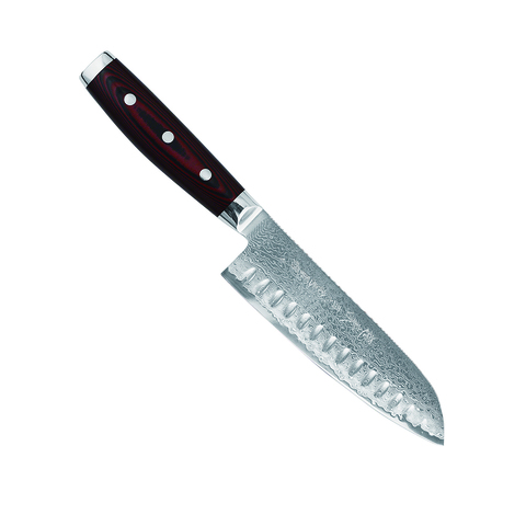 Нож кухонный Сантоку 16,5 см (161 слой), с углублениями на лезвии, YAXELL GOU 161 арт. YA37101G