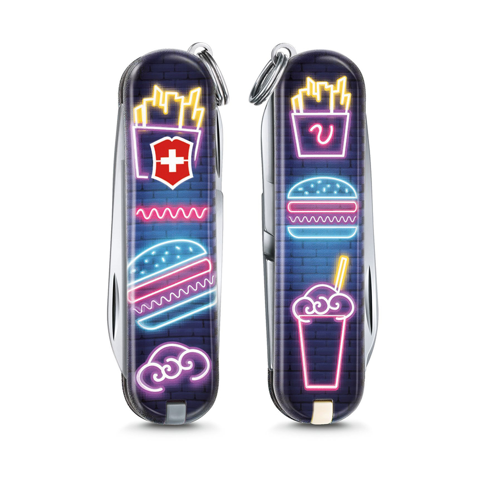 

Нож-брелок Victorinox Classic LE 2019, 58 мм, 7 функций, "Burger Bar" 0.6223.L1906