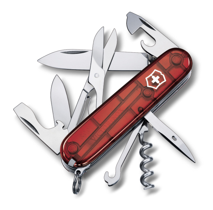 

Нож Victorinox Climber, 91 мм, 14 функций, полупрозрачный красный 1.3703.T