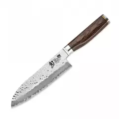 Нож кухонный японский Сантоку KAI Шан Премьер 18 см, дамасская сталь 32 слоя