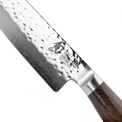 Нож кухонный японский Сантоку KAI Шан Премьер 18 см, дамасская сталь 32 слоя