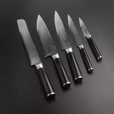 Нож кухонный для овощей и фруктов KAI Шан Классик 9 см, дамасская сталь 32 слоя
