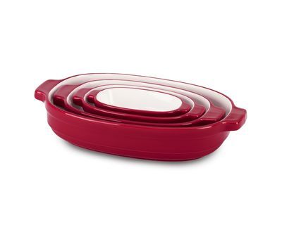 

Набор из 4 керамических кастрюль овальных для запекания KitchenAid KBLR04NSER