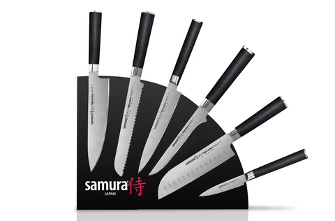 Набор из 6 кухонных стальных ножей и магнитной подставки Samura Mo-V 84746379