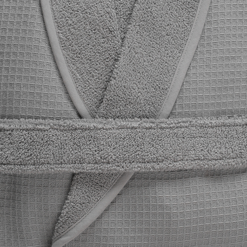 Халат банный из чесаного хлопка серого цвета из коллекции Essential, размер L Tkano TK20-BR0005