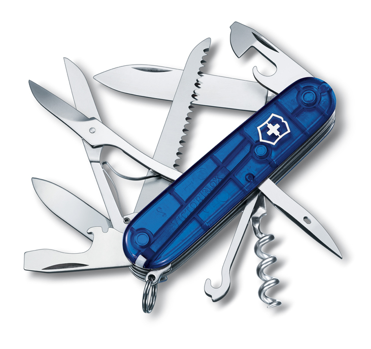 

Нож Victorinox Huntsman, 91 мм, 15 функций, полупрозрачный синий 1.3713.T2