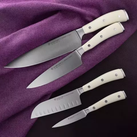 Нож кухонный японский шеф с угл.на кромке 14 см WUSTHOF Ikon Cream White арт. 1040431314