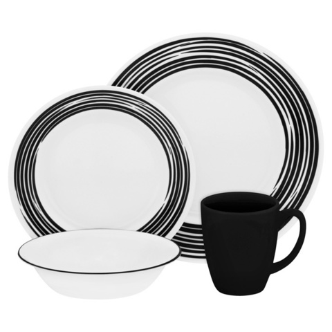Набор посуды 16 предметов Corelle Brushed Black 1117022