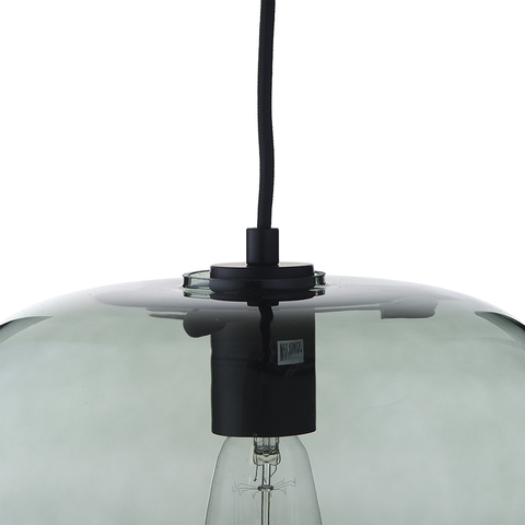 Лампа подвесная Kobe, 17х?30 см, зеленое дымчатое стекло, черный цоколь Frandsen 12993350505001