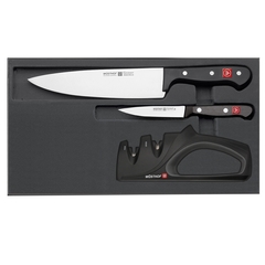 Набор из 2 кухонных ножей и точилки WUSTHOF Gourmet арт. 9654-1
