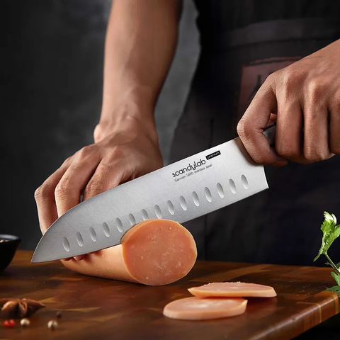 Японский поварской нож Сантоку для нарезки мяса, рыбы, овощей и фруктов Scandylab Premium SP007