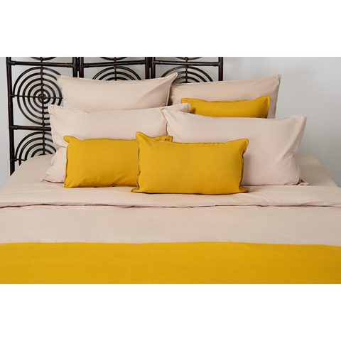 Комплект постельного белья двуспальный бежевого цвета из органического стираного хлопка из коллекции Essential Tkano TK20-BLI0006