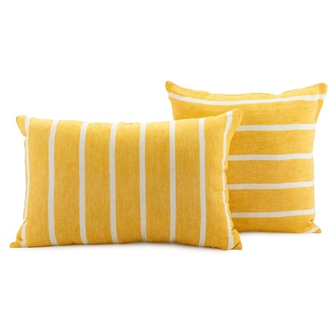 Чехол на подушку декоративный в полоску горчичного цвета из коллекции Essential, 45х45 см Tkano TK21-CC0003