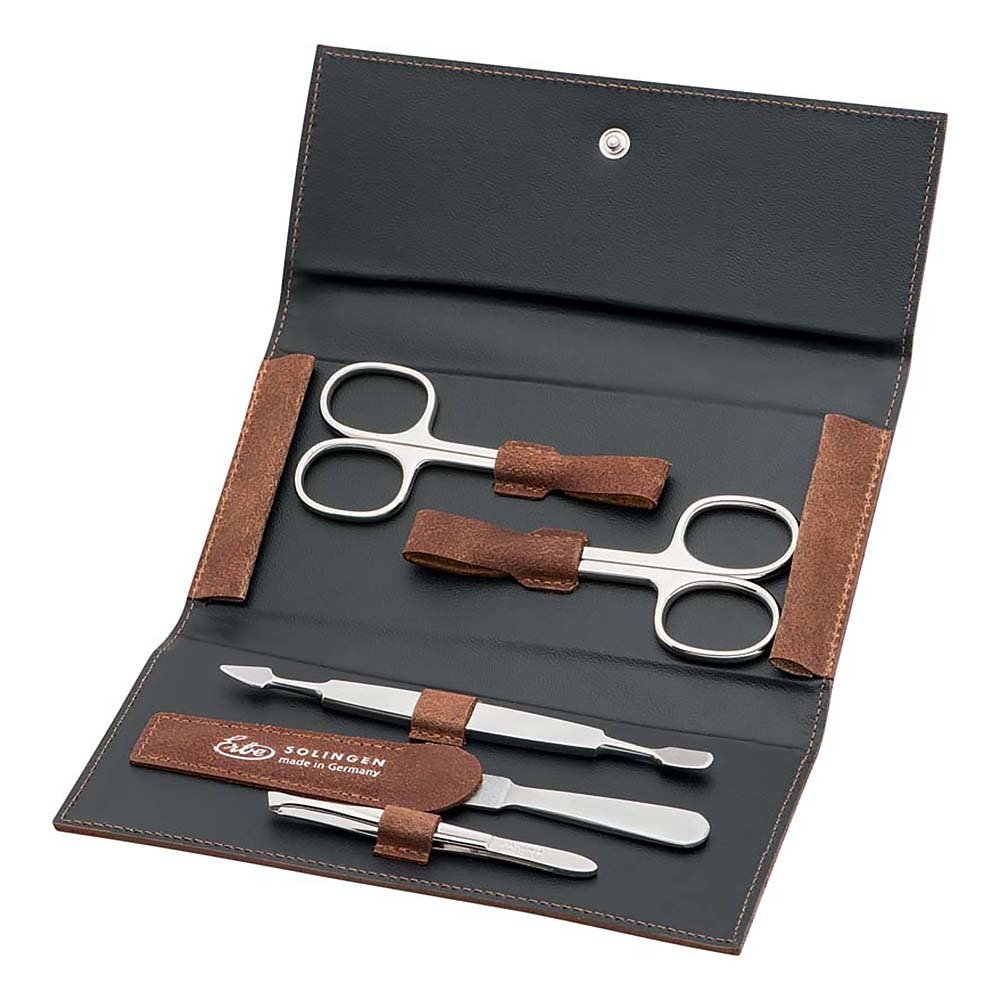 

Маникюрный набор Erbe, 5 предметов, цвет коричневый, кожаный футляр 94990ER