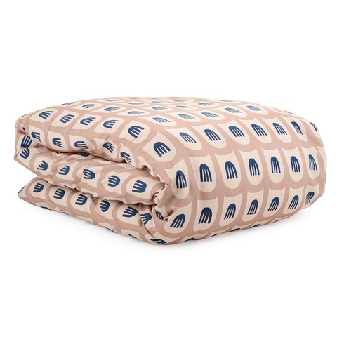 Комплект постельного белья двуспальный из сатина бежево-розового цвета с принтом Blossom time из коллекции Cuts&Pieces Tkano TK20-DC0051
