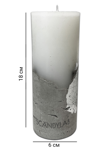 Интерьерная свеча 6х18см SCANDYLAB Beton Candle (белая) SICB-6-18-W