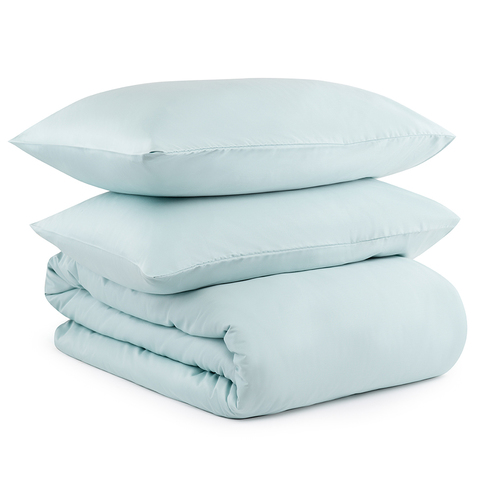 Комплект постельного белья двуспальный из сатина голубого цвета из коллекции Essential Tkano TK20-DC0050