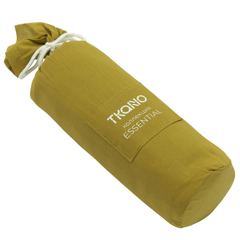 Простыня на резинке оливкового цвета Tkano Essential, 160х200х30 см
