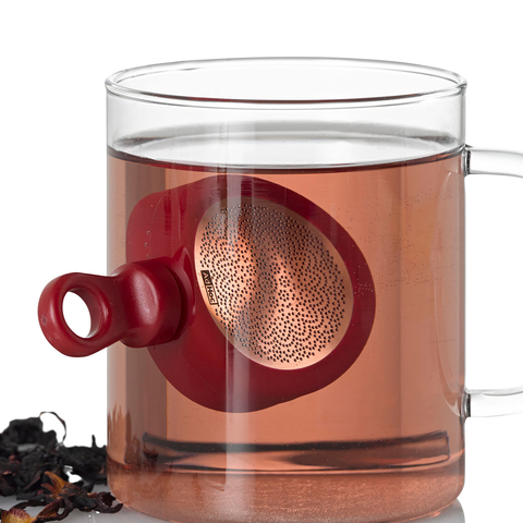Ситечко магнитное для заваривания чая, красное, ADHOC MAGTEA, с подставкой для капель, диам. 5,5 см арт. TE34