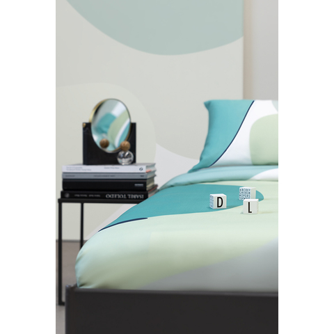 Комплект постельного белья двуспальный из сатина мятного цвета с авторским принтом из коллекции Freak Fruit Tkano TK20-DC0053