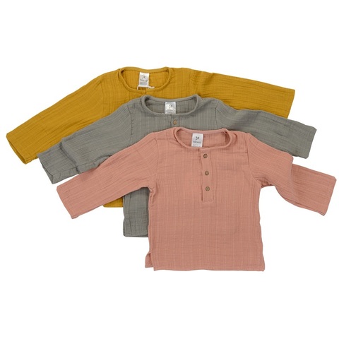 Рубашка из хлопкового муслина горчичного цвета из коллекции Essential 12-18M Tkano TK20-KIDS-SHI0001