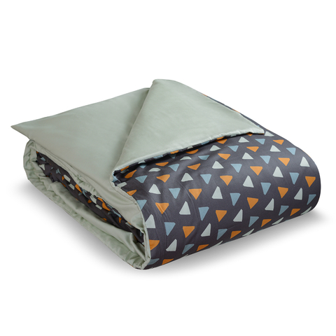 Комплект постельного белья двуспальный из сатина мятного цвета с принтом Triangles из коллекции Wild Tkano TK20-DC0023