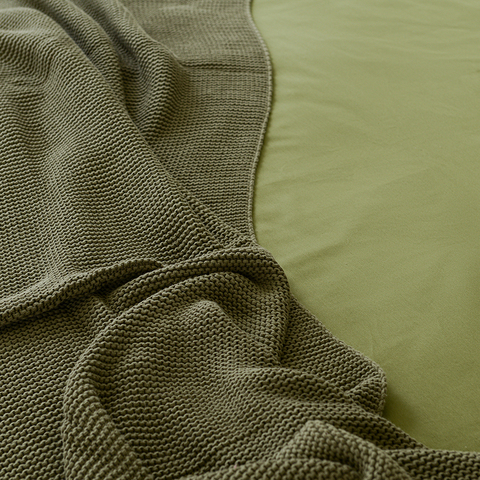 Комплект постельного белья двуспальный из сатина оливкового цвета из коллекции Wild Tkano TK20-DC0040