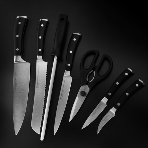 Набор из 5 кухонных ножей, мусата, ножниц и подставки WUSTHOF «Classic Ikon» арт.1090370701