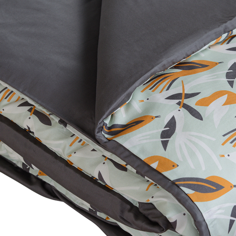 Комплект постельного белья двуспальный из сатина темно-серого цвета в принтом Birds of Nile из коллекции Wild Tkano TK20-DC0024