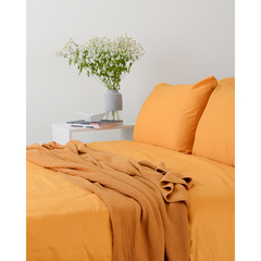 Комплект постельного белья двуспальный из сатина цвета шафрана из коллекции Wild Tkano TK20-DC0037