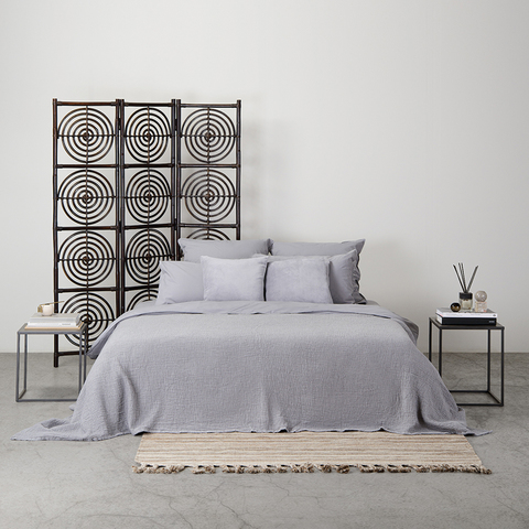 Комплект постельного белья двуспальный серого цвета из органического стираного хлопка из коллекции Essential Tkano TK20-BLI0002