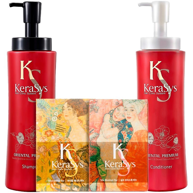 

Подарочный набор Kerasys Ориентал №1 (шамп.470гр + конд.470гр + мыло 2шт + подарочная коробка + пакет) 244487