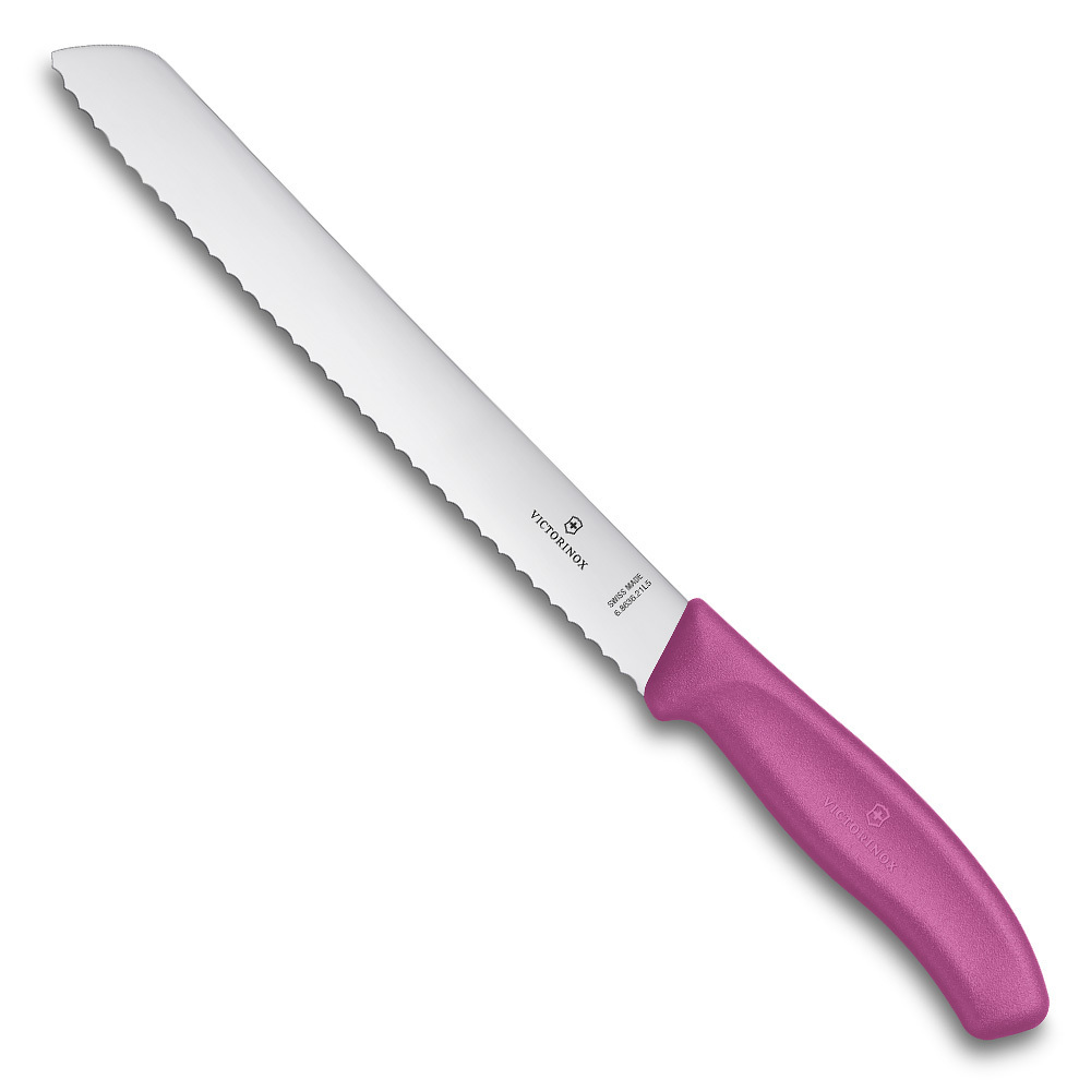 

Нож Victorinox для хлеба 21 см волнистое, розовый, в блистере 6.8636.21L5B