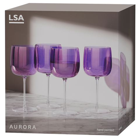 Набор бокалов для вина Aurora, 450 мл, фиолетовый, 4 шт. LSA International G1620-16-887