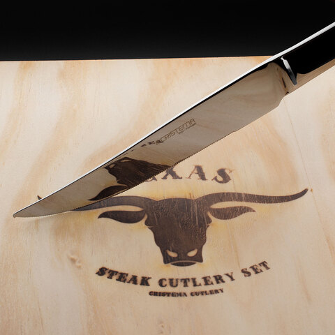 Набор столовых приборов для стейка на 6 персон, 12 предм., CRISTEMA Texas, в деревянной коробке